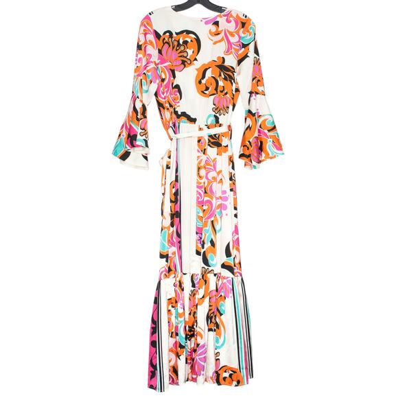 Maxi Dress Hippie Festival Boho Retro Feminine Cottage Tiered Bell Sleeve Small - Picture 2 of 6